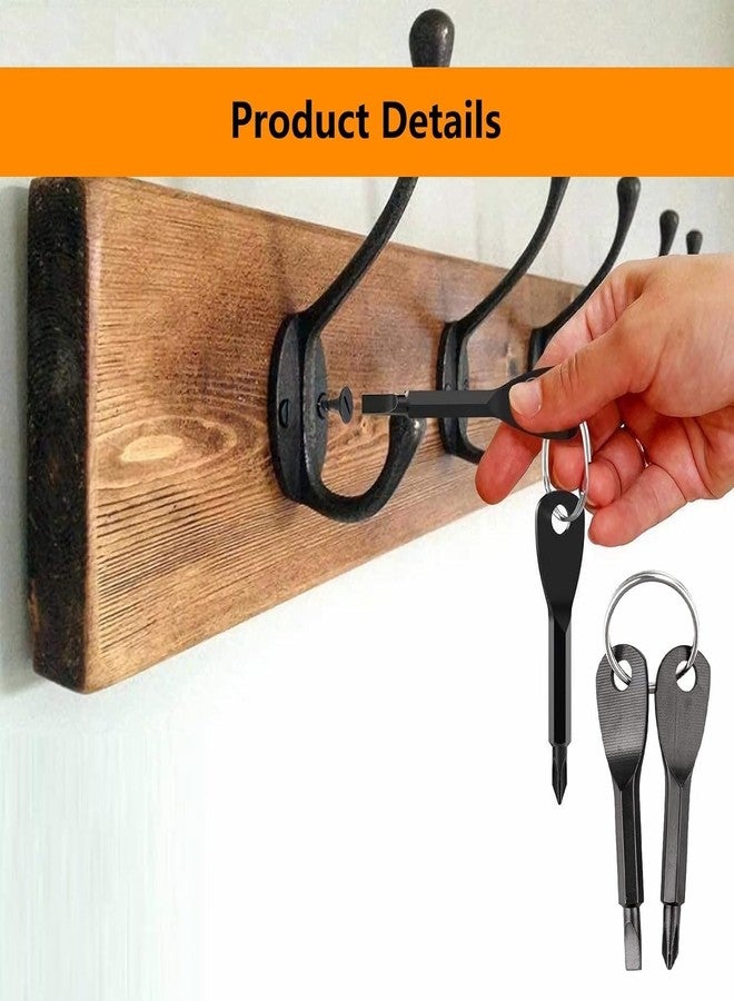 Alark طقم مفكات براغي ألارك مكون من قطعتين مع سلسلة مفاتيح - أداة مفك براغي صغيرة محمولة للرجال - للتخييم في الهواء الطلق - أداة إصلاح صغيرة متعددة الوظائف - حلقة مفاتيح - رأس فيليبس ورأس مسطح - أسود [7x1x1 سم] - Image 5